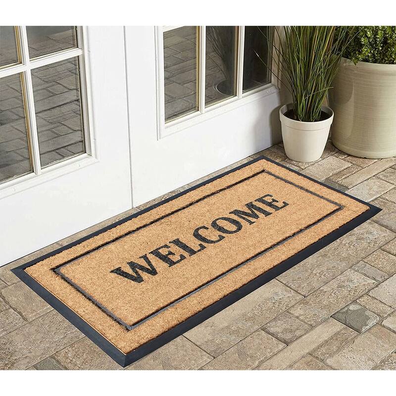 A1HC Entrance Door Mats, 24" x 48", Durable Large Outdoor Rug, Rubber